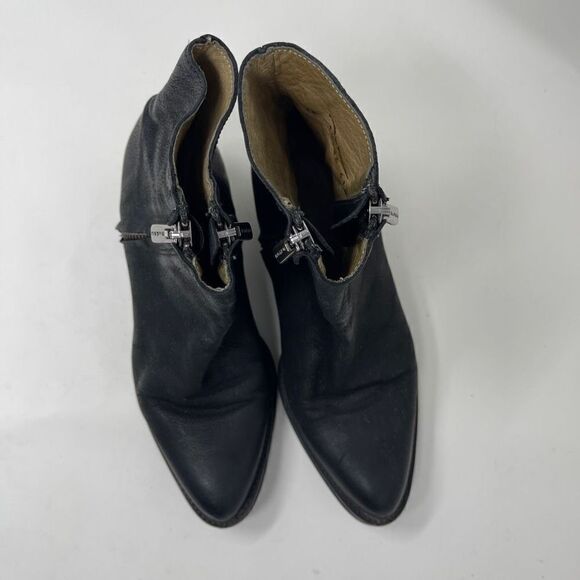 Dkode Womens Shoes Ankle Mid Heel Boots Zippers Pointed Toe Leather Black EU 36 - Picture 2 of 10